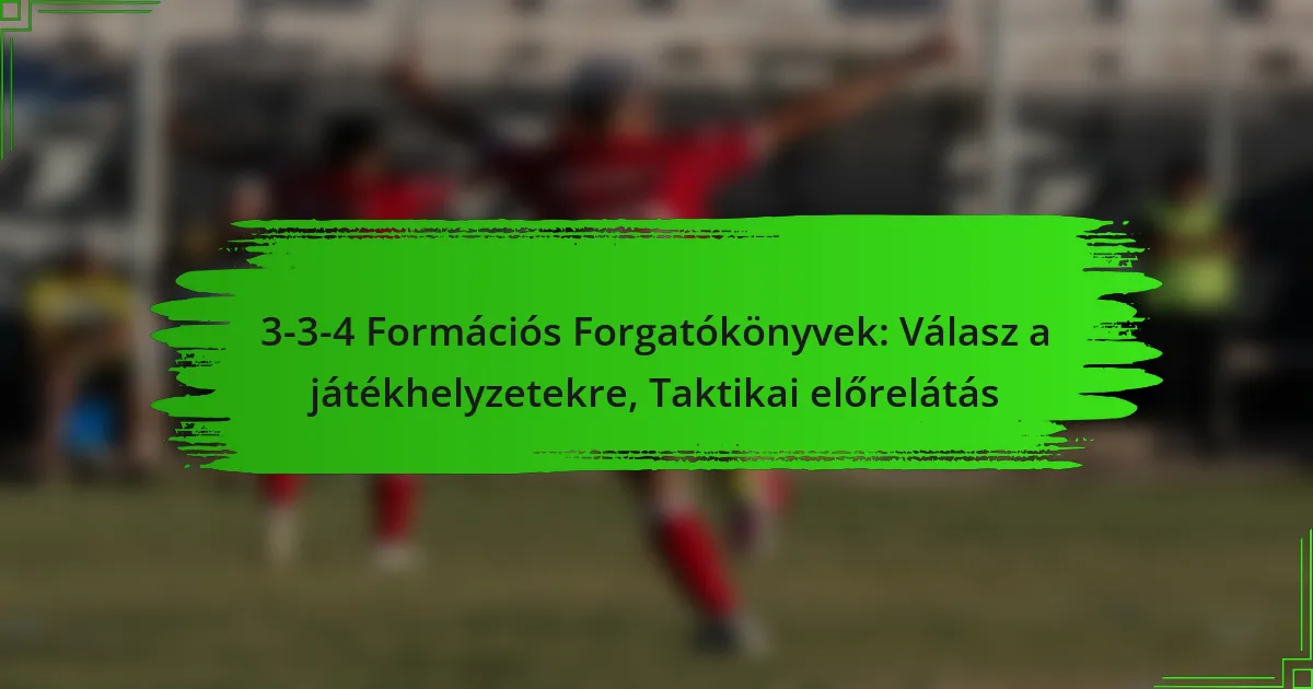 3-3-4 Formációs Forgatókönyvek: Válasz a játékhelyzetekre, Taktikai előrelátás
