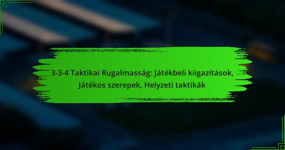 3-3-4 Taktikai Rugalmasság: Játékbeli kiigazítások, Játékos szerepek, Helyzeti taktikák